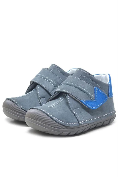 Rakerplus Popeye Hakiki Deri Gri Mavi İlk Adım Unisex Bebek Ayakkabısı - Resim 8