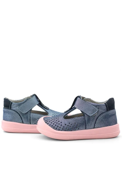 Rakerplus Shaun Hakiki Deri Lacivert Simli Cırtlı Anatomik Bebek Sandalet - 9