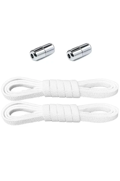 Ayarlanabilir 1 Çift Beyaz Vidalı Kapsül Uçlu 6 MM Lastik Pratik Bağcık ürün görseli