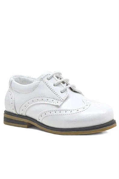 Rakerplus Titan Beyaz Rugan Bağcıklı Klasik Erkek Çocuk Klasik Ayakkabı - Resim 2