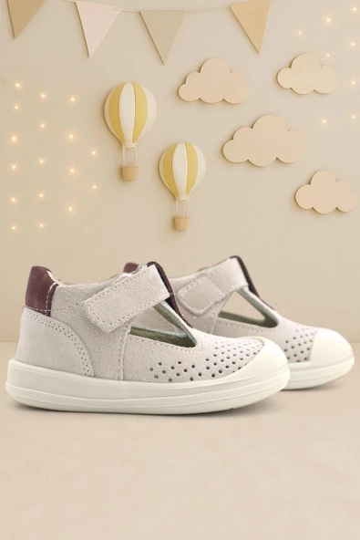 Rakerplus Shaun Hakiki Deri Lila Mor Cırtlı Anatomik Bebek Sandalet