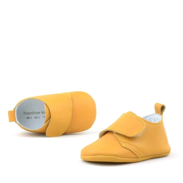 Booba Hakiki Deri Sarı Cırtlı Bebek Patik - 5