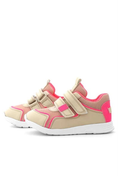 Rakerplus Bej Pembe Cırt Cırtlı Kız Çocuk Spor Ayakkabı - Resim 6