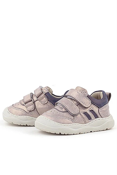 Rakerplus Schaggy Hakiki Deri Parlak Pudra Mor Bebek Spor Ayakkabı - Resim 5