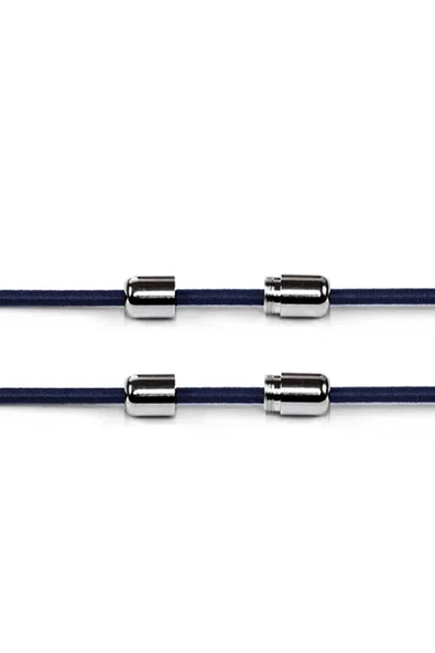 Ayarlanabilir 1 Çift Lacivert Vidalı Kapsül Uçlu Yuvarlak Lastik Pratik Bağcık - Resim 2