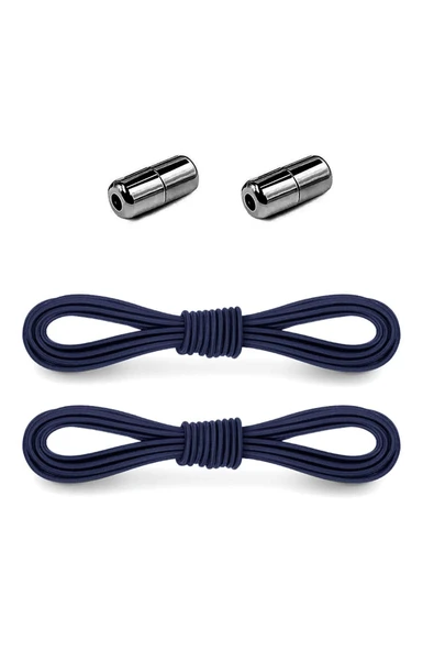 Ayarlanabilir 1 Çift Lacivert Vidalı Kapsül Uçlu Yuvarlak Lastik Pratik Bağcık ürün görseli