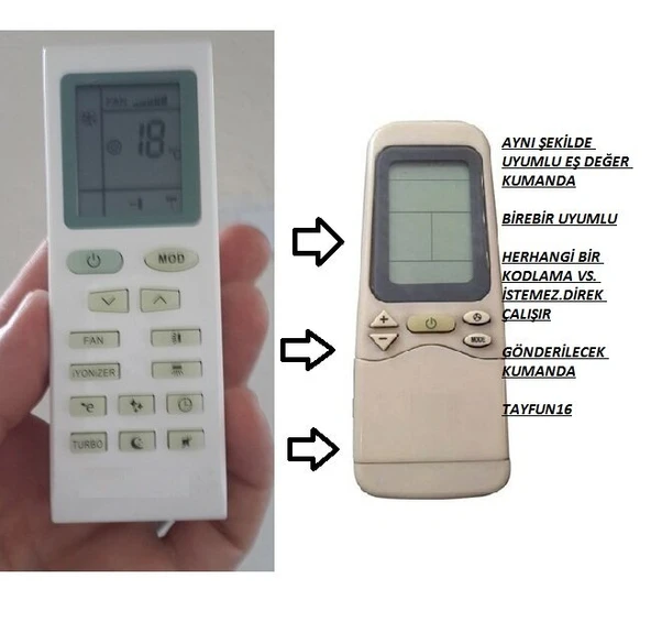 REGAL KLİMA KUMANDASI -Eşdeğer ürün görseli