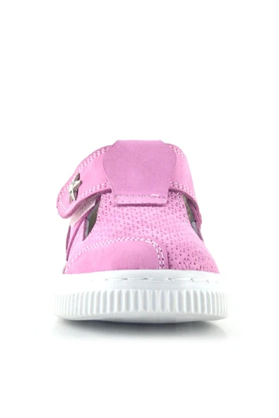 Rakerplus Bheem Hakiki Deri Pembe Cırtlı Yıldız Detaylı Bebek Sandalet - 3