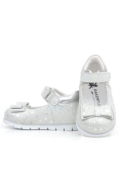 Rakerplus Hakiki Deri Gümüş Desenli Kız Bebek Babet Ayakkabı - Resim 12