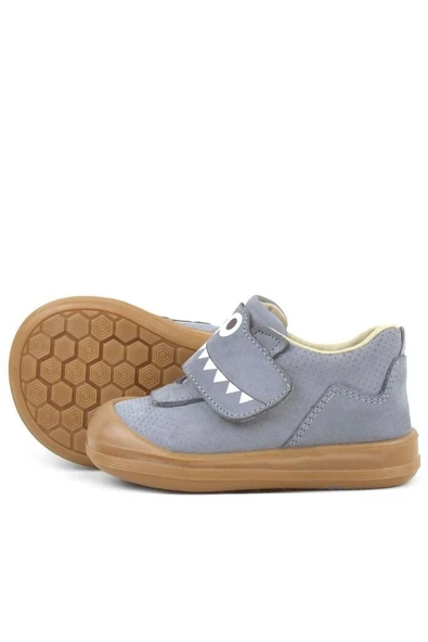 Rakerplus Dino Hakiki Deri Gri Yüksek Bilekli Bebek Ayakkabı - Resim 7