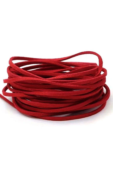 Hakiki Deri Kırmızı 5 MM 1 Çift 100 CM Ayakkabı Bağcığı - Resim 3