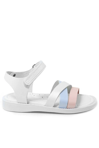 Artico Alexia Hakiki Deri Vaketa Pembe Beyaz Kız Bebek Sandalet - 2