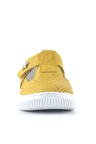 Rakerplus Bheem Hakiki Deri Sarı Cırtlı Yıldız Detaylı Bebek Sandalet - 3