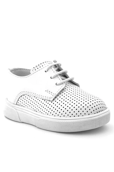 Rakerplus Hakiki Deri Beyaz Lastikli Erkek Çocuk Günlük Ayakkabı - Resim 6