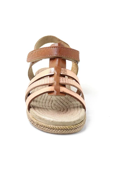 Artico Bellini Vaketa Hakiki Deri Taba Kız Bebek Çocuk Sandalet - 4