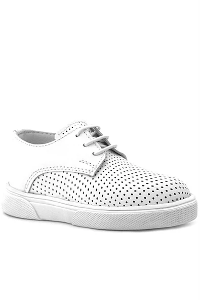 Rakerplus Hakiki Deri Beyaz Lastikli Erkek Çocuk Günlük Ayakkabı - Resim 9