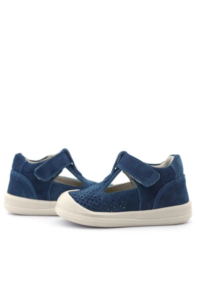 Rakerplus Shaun Hakiki Deri Lacivert Beyaz Cırtlı Anatomik Bebek Sandalet - 7