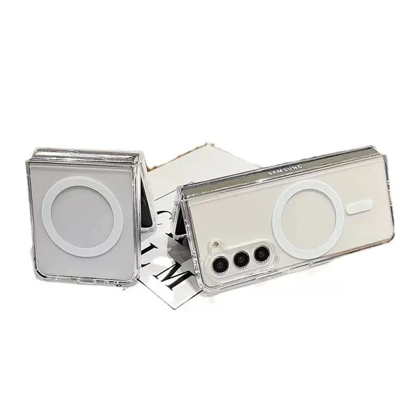 Galaxy Z Flip 7 Kılıf M-safe Şarj Özellikli Şeffaf Sert PC Zore Embos Kapak - 4