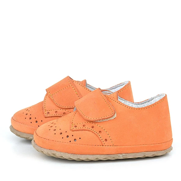 Hakiki Deri Turuncu Cırtlı Bebek Patik Ayakkabı - Resim 6