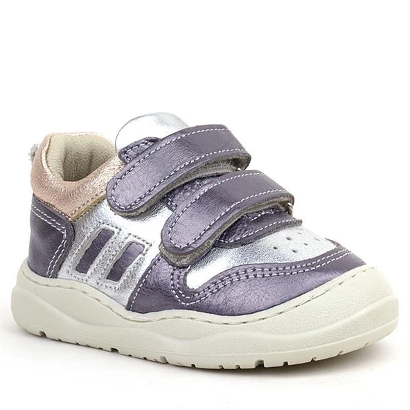 Rakerplus Schaggy Hakiki Deri Platin Gümüş Bebek Spor Ayakkabı - Resim 2