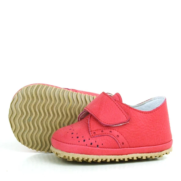 Hakiki Deri Nar Çiçeği Cırtlı Bebek Patik Ayakkabı - Resim 6