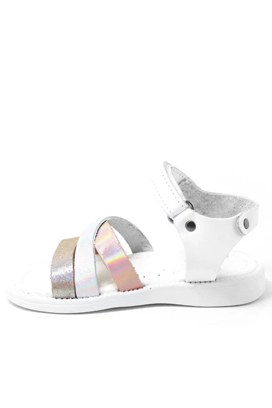 Artico Alexia Hakiki Deri Vaketa Pembe Beyaz Kız Çocuk Bebek Sandalet - 5