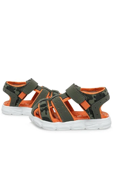 Haki Yeşil Turuncu Bebek Sandalet Ayakkabı - 5
