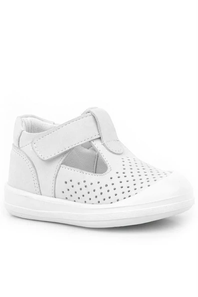 Rakerplus Shaun Hakiki Deri Beyaz Cırtlı Anatomik Bebek Sandalet ürün görseli 1