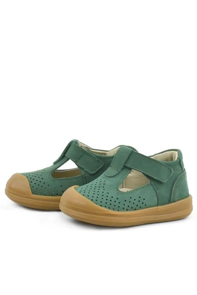 Rakerplus Shaun Hakiki Deri Yeşil Cırtlı Anatomik Bebek Sandalet - Resim 6