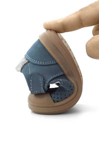 Rakerplus Shaun Hakiki Deri Lacivert Gri Cırtlı Anatomik Bebek Sandalet - 10