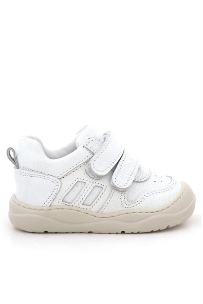 Rakerplus Schaggy Hakiki Deri Beyaz Cırtlı Bebek Spor Ayakkabı - Resim 2