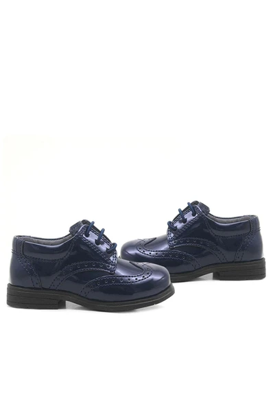 Rakerplus Titan Lacivert Rugan Bağcıklı Klasik Erkek Bebek Ayakkabı - Resim 4