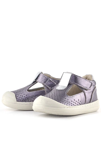 Rakerplus Shaun Hakiki Deri Platin Cırtlı Anatomik Kız Bebek Sandalet - 6