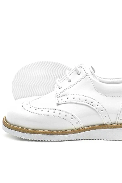 Rakerplus Hidra Beyaz Rugan Bağcıklı Erkek Bebek Ayakkabı - 6