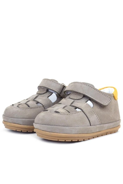 Rakerplus Muppet Hakiki Deri Kum Rengi Cırtlı Anatomik Bebek Sandalet Ayakkabı - 4