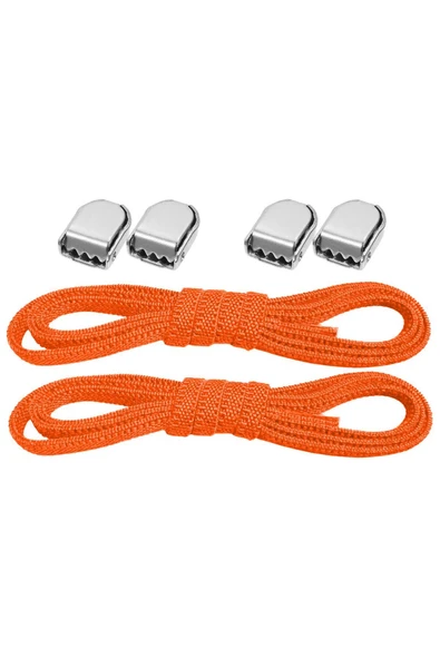 Akıllı Kilitli Ayarlanabilir 1 Çift Turuncu Neon 6 MM Lastik Pratik Bağcık ürün görseli