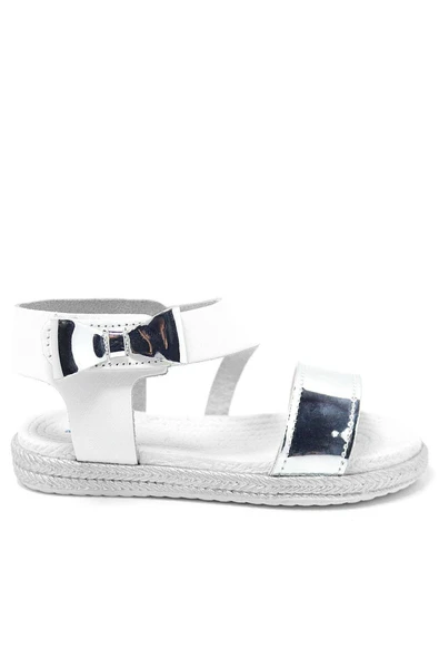 Artico Elenis Hakiki Deri Beyaz Gümüş Kız Bebek Sandalet - 2