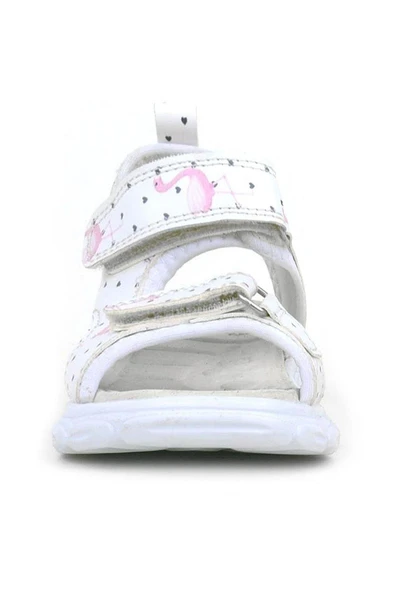 Rakerplus Beyaz Flamingo Cırtlı Bebek Sandalet Ayakkabı - 3