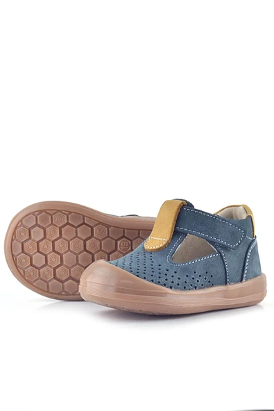 Rakerplus Shaun Hakiki Deri Gri Taba Cırtlı Anatomik Bebek Sandalet - 6