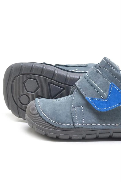 Rakerplus Popeye Hakiki Deri Gri Mavi İlk Adım Unisex Bebek Ayakkabısı - Resim 9