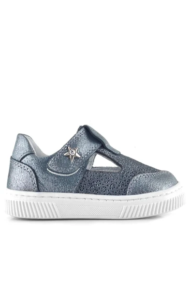 Rakerplus Bheem Hakiki Deri Gümüş Simli Cırtlı Yıldız Detaylı Bebek Sandalet - 2