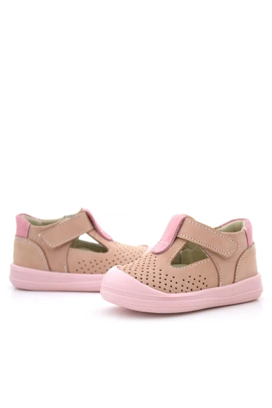 Rakerplus Shaun Hakiki Deri Pudra Pembe Cırtlı Anatomik Bebek Sandalet - 7