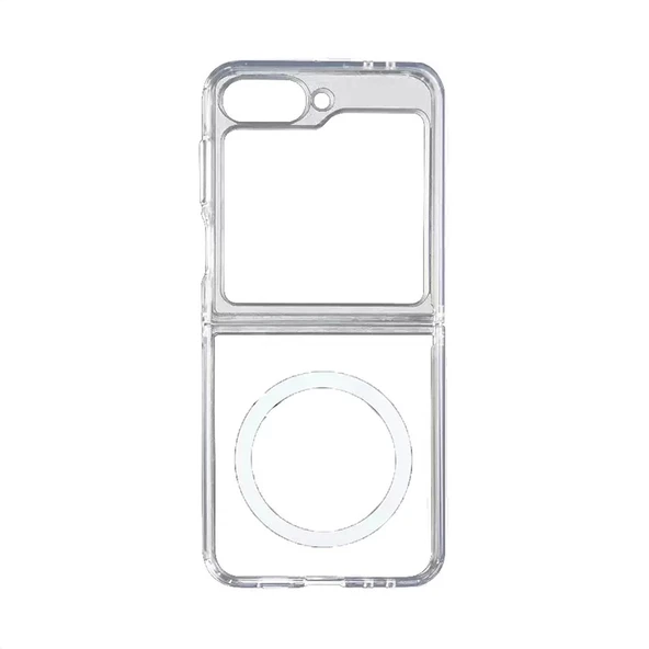 Galaxy Z Flip 7 Kılıf M-safe Şarj Özellikli Şeffaf Sert PC Zore Embos Kapak - 3