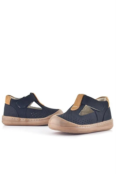 Rakerplus Shaun Hakiki Deri Siyah Taba Cırtlı Anatomik Bebek Sandalet - Resim 7