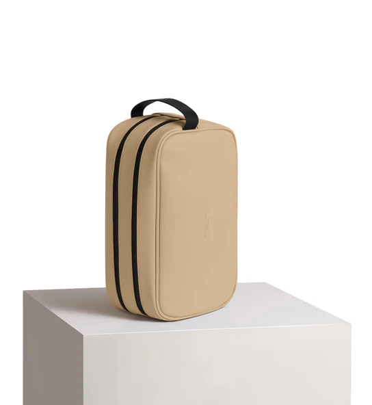 Gaston Luga Spläsh Toiletry Double Zipped Bag - Latte - 2
