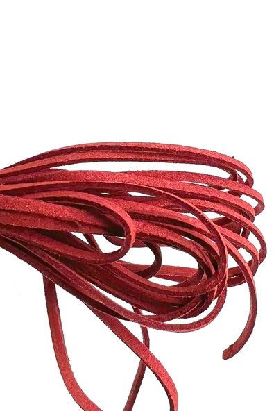 Hakiki Deri Kırmızı 5 MM 10 M Kordon Bağcık - Resim 2