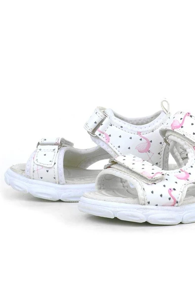 Rakerplus Beyaz Flamingo Cırtlı Bebek Sandalet Ayakkabı - 7