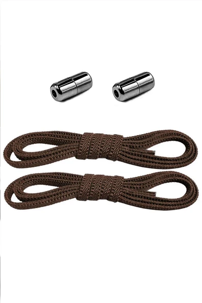 Ayarlanabilir 1 Çift Kahverengi Vidalı Kapsül Uçlu 6 MM Lastik Pratik Bağcık ürün görseli