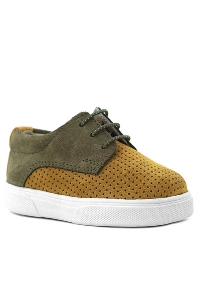 Rakerplus Hakiki Deri Hardal Sarı Haki Lastikli Erkek Çocuk Günlük Ayakkabı - Resim 11