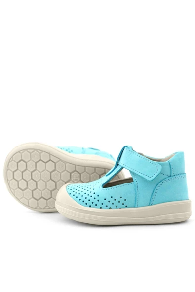 Rakerplus Shaun Hakiki Deri Mavi Beyaz Cırtlı Anatomik Bebek Sandalet - 8